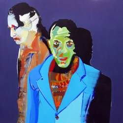 Surportrait : Trois migrants  Sébastien, 2020 (oil on canvas)