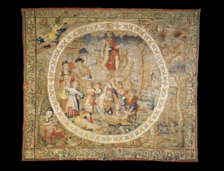 Tapisserie allégorique de Bruxelles représentant le mois de décembre de "Les Mois Médaillons", vers 1525