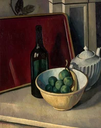 Nature Morte avec Bol Jaune et Fruits