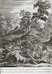Actéon transformé en cerf et dévoré par ses chiens, 1731