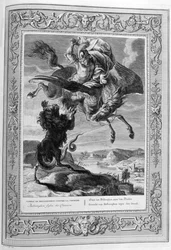 Chimère tuée par Bellérophon (gravure)
