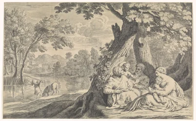 Paysage avec la Sainte Famille, accompagnée par Élisabeth et Jean-Baptiste