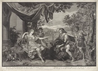 Méléagre donne la tête du sanglier de Calydon à Atalante (Histoire de Méléagre)