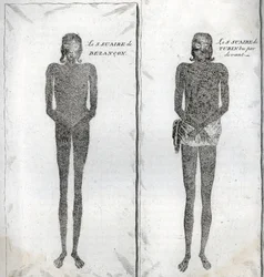 Représentation du Suaire de Besançon et du suaire de Turin Gravure de « Illustration des cérémonies et coutumes religieuses de tous les peuples du monde » par Bernard Picart (1723-1743) 1819 Collection privée