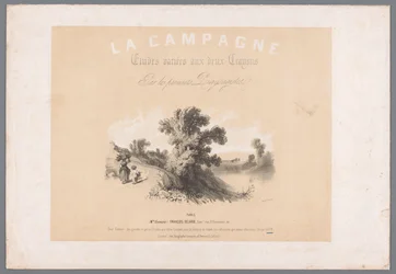 Couverture pour six estampes représentant la vie à la campagne (La Campagne. Études variées aux deux Crayons par les premiers Paysagistes)