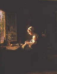 Mère et enfant dans un intérieur près d