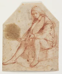 Jeune homme assis avec une viole