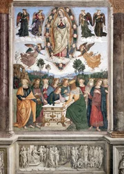 Assomption de la Vierge - La Vierge est représentée dans une mandorle - Fresque de Pinturicchio (Bernardino di Betto) (1454-1513), 1484-1492, Rome, basilique Santa Maria del Popolo, chapelle Basso della Rovere, Italie