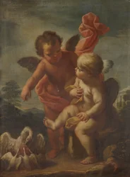 Cupidons avec des oies