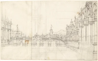 Un Caprice de Palais et une Loggia Faisant Face à un Pont Classique