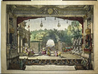 Ballet Le Turc généreux des Indes galantes de Jean-Philippe Rameau - au Burgtheater de Vienne par Bernardo Bellotto (Bellotti) (1720-1780)