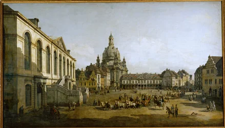 Neumarkt à Dresde, Allemagne, vue du Judenhof, le quartier des juifs (peinture sur toile)