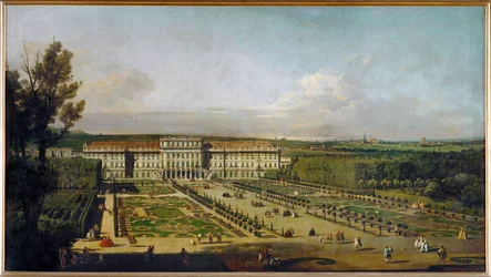 Château de Schoenbrunn à Vienne, Autriche, vu des jardins ... (huile sur toile)