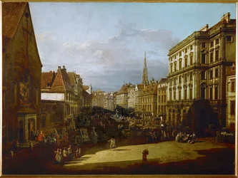 Le Mehlmarkt à Vienne, Autriche (huile sur toile)