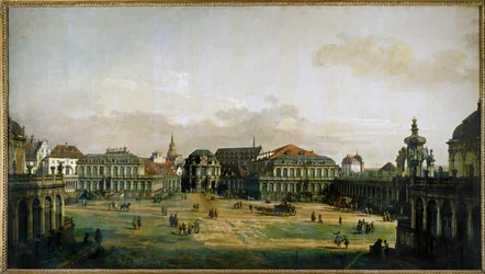 Le Zwingerhof à Dresde, Allemagne (huile sur toile)
