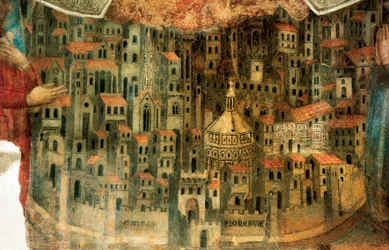 Vue de Florence, détail de «La Madonna della Misericordia», 1342