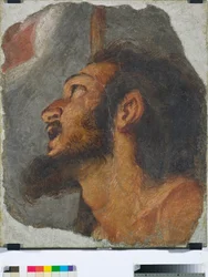 Tête de Saint Jean-Baptiste, fragment de fresque détachée, 1622