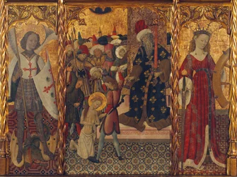 Saint Michel, Martyre de Sainte Eulalie et Sainte Catherine, ca 1442-1445