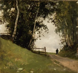 Suédois : Björklandskap ; Landskap med björkar Paysage avec des bouleaux