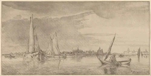 Rivière avec ville, 1775