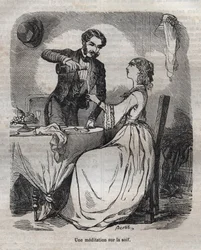 Méditation sur la soif - gravure dans « La Physiologie du goût » par Jean Anthelme Brillat-Savarin