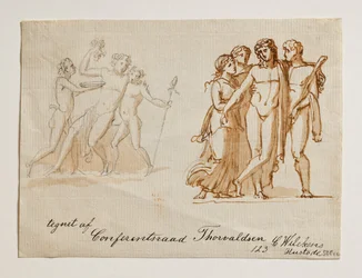 Bacchus et deux faunes. Bacchus, Hercule et deux femmes