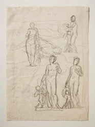 Vénus et Cupidon. Les flèches de Cupidon forgées dans la forge de Vulcain