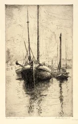 Bateaux sur le canal de Delft