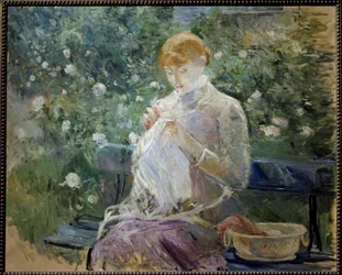 Pasie cousant dans le jardin à Bougival