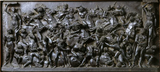 Bataille entre Romains et Barbares (bronze) - Bataille des Romains et des Barbares (Bataille des Cavaliers). Bas-relief en bronze réalisé par Bertoldo di Giovanni (1420-1491)