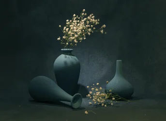 Nature morte aux teintes bleutées