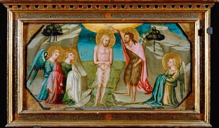 Baptême du Christ avec les anges (peinture sur toile)