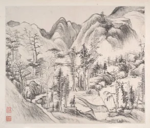 Paysages, daté de 1814 (album de huit feuilles ; encre sur papier)