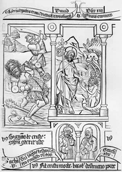 Fragment fac-similé de la page 28 de la Bible des Pauvres, 1849