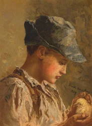 Garçon avec un oiseau