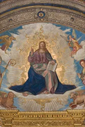 Abside, Catino Abside, Boccaccio Boccaccino, Pantocrator parmi les Saints Marcellin, Imerio, Omobono, Pierre Exorciste, (détail) Pantocrator