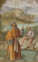 Nef centrale, Première travée nord, Annonce à Joachim, Boccaccio Boccaccino 1514-15, (détail)