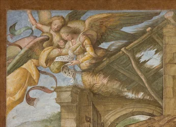 Nef centrale, Quatrième travée nord, Adoration des bergers, Boccaccio Boccaccino 1516-17, (détail)