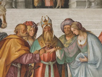 Nef centrale, Deuxième travée nord, Mariage de la Vierge, Boccaccio Boccaccino 1514-15, (détail)
