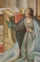 Nef centrale, Troisième travée nord, Annonciation, Boccaccio Boccaccino 1516-17, (détail)