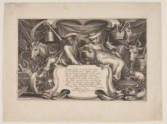 Plaque de titre, tirée de Paysages avec fermes