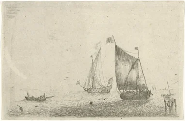 Vue de mer avec un bateau de pêche
