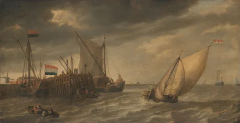 Voyageurs débarquant sur une jetée de l