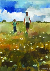 Promenade estivale entre père et fils