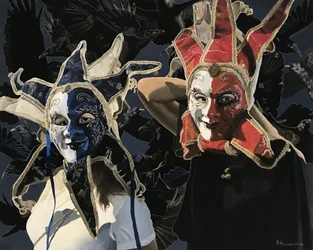 Masques mystérieux de bouffon
