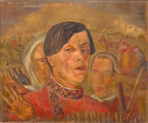 Autoportrait avec le coq et la poule, c. 1924