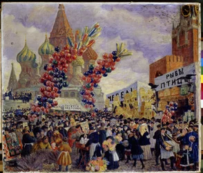 Une foire sur la place rouge du Kremlin à Moscou