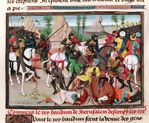 La Bataille entre le Roi Baudouin I et les Turcs, des Chroniques des empereurs par David Aubert