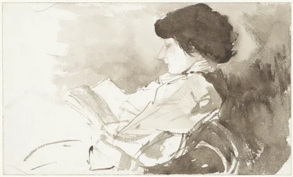 Femme lisant, de profil