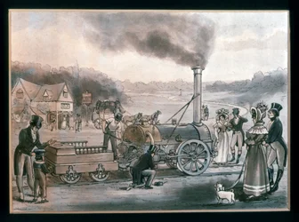 Impression artistique de la "Northumbrian" de Robert Stephenson